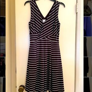 Black And White Striped Short Sleeve Dress